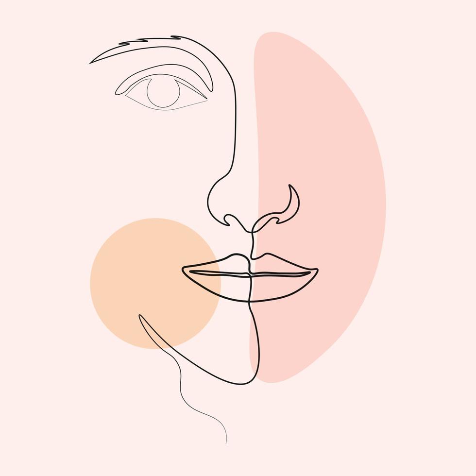 outline minimalist women face potrait hand drawn vector