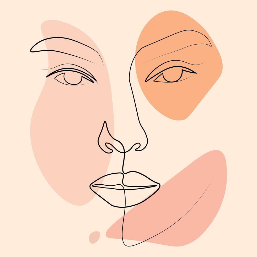outline minimalist women face potrait hand drawn vector