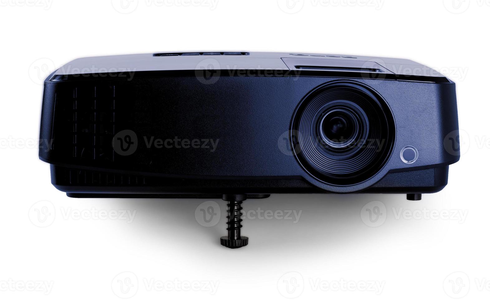 black blue multimedia projector on white background photo