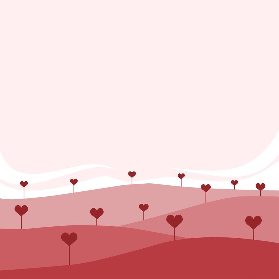 valentine's day template background with meadow of some heart shape trees vector