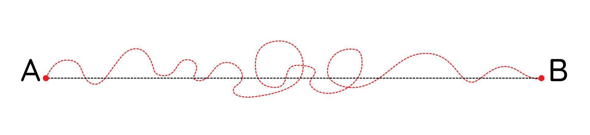 The road from point a to punt b. Way to success. Vector flat illustration.