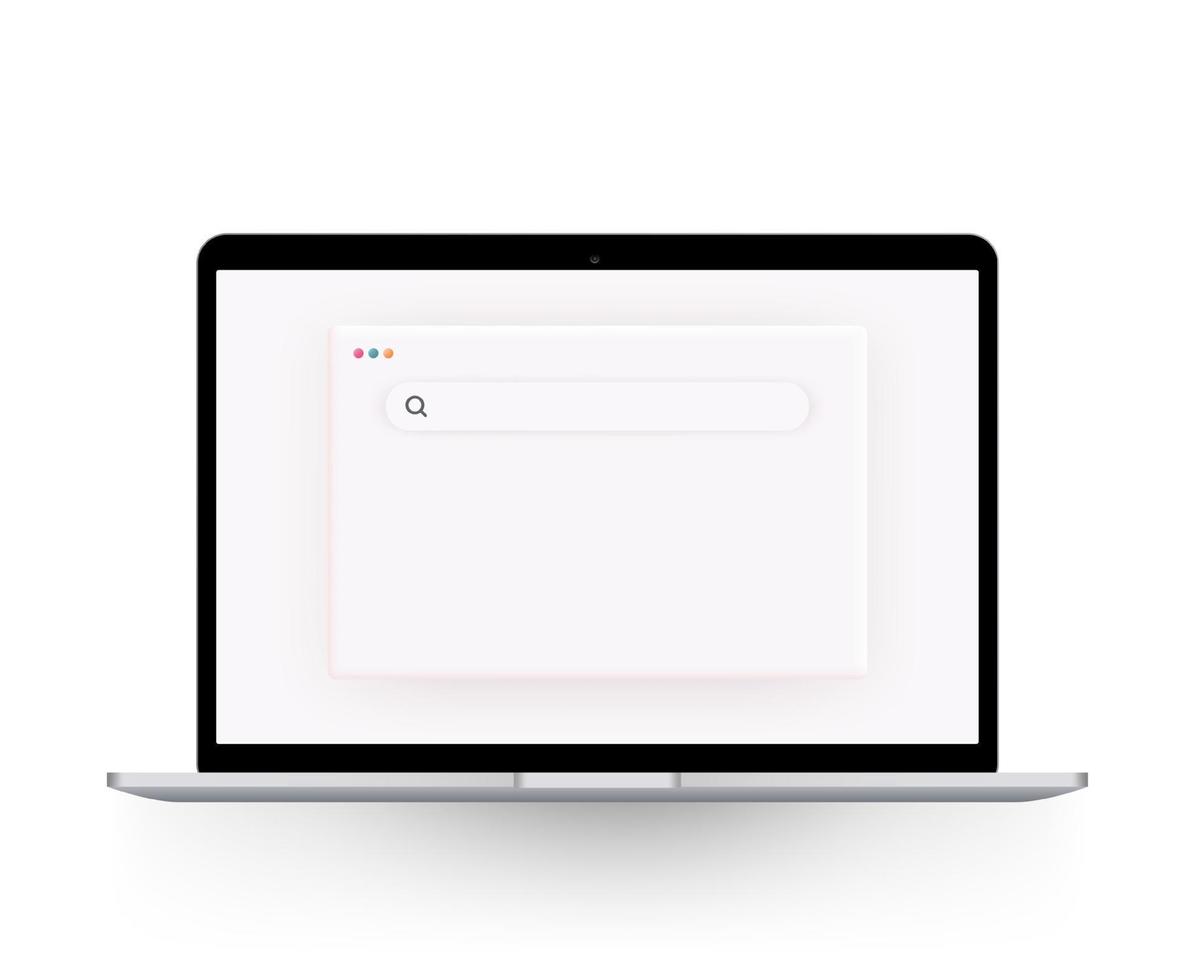 Browser template in light theme for website, laptop and computer. Browser window concept for desktop. Mock up for show your website in internet. vector