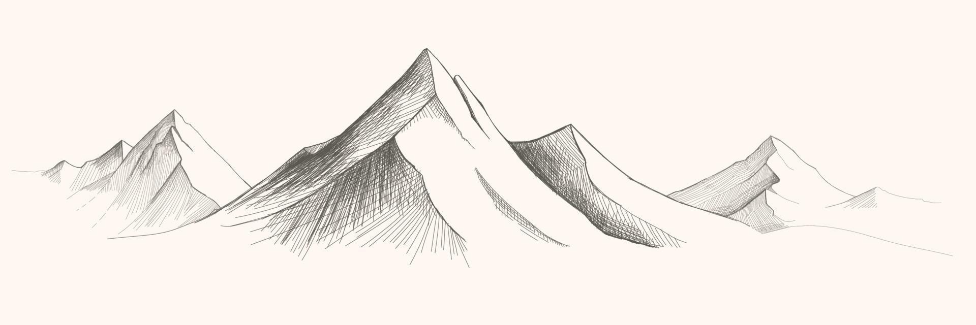 Mountains ranges. Vector panorama sketch illustration. Mountains sketch vector illustration.