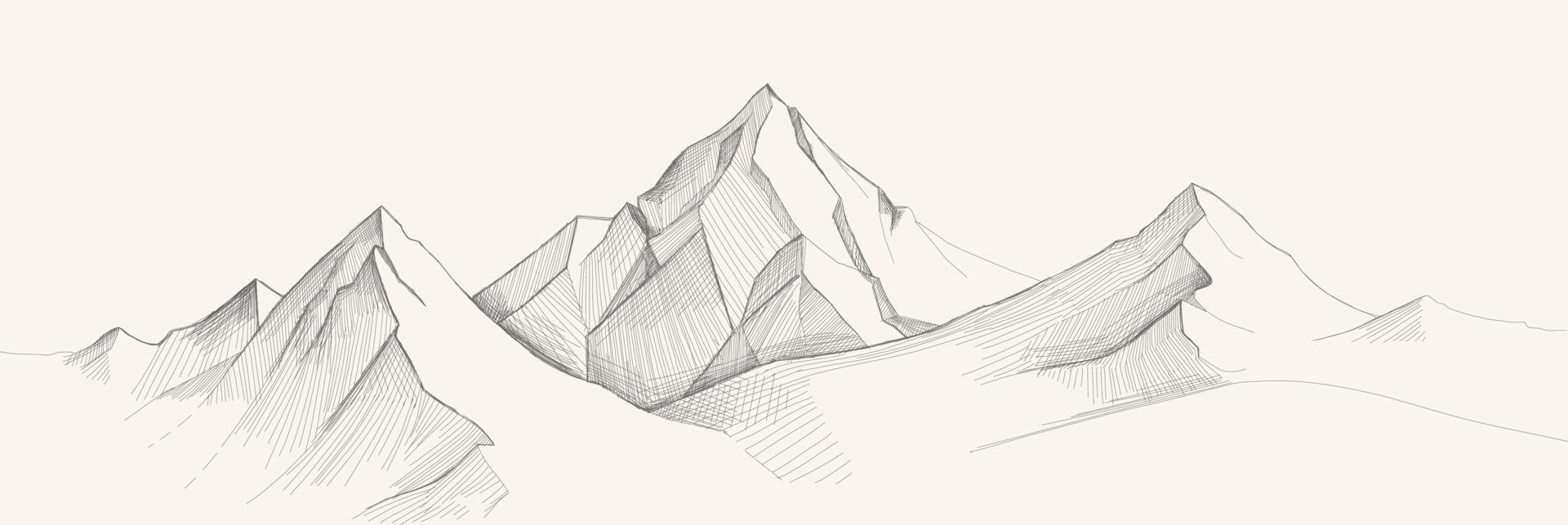 bosquejo de la cordillera, estilo de grabado, ilustración vectorial dibujada a mano. vector