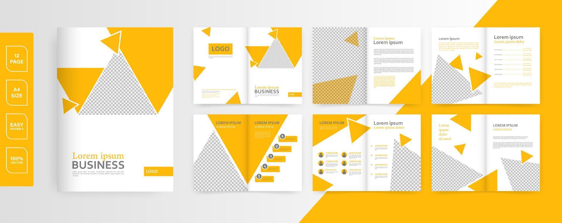 16 page minimal business brochure design template vector