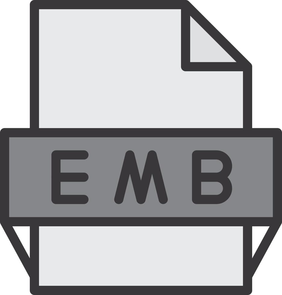 icono de formato de archivo emb vector