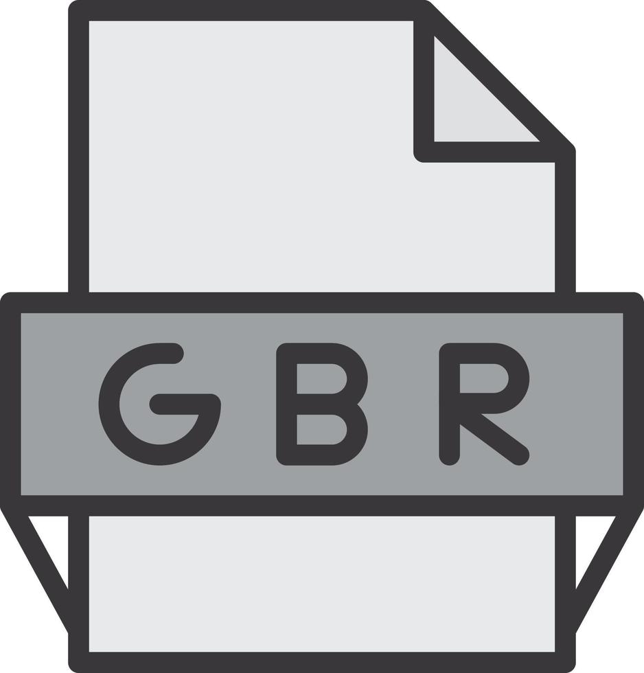 icono de formato de archivo gbr vector