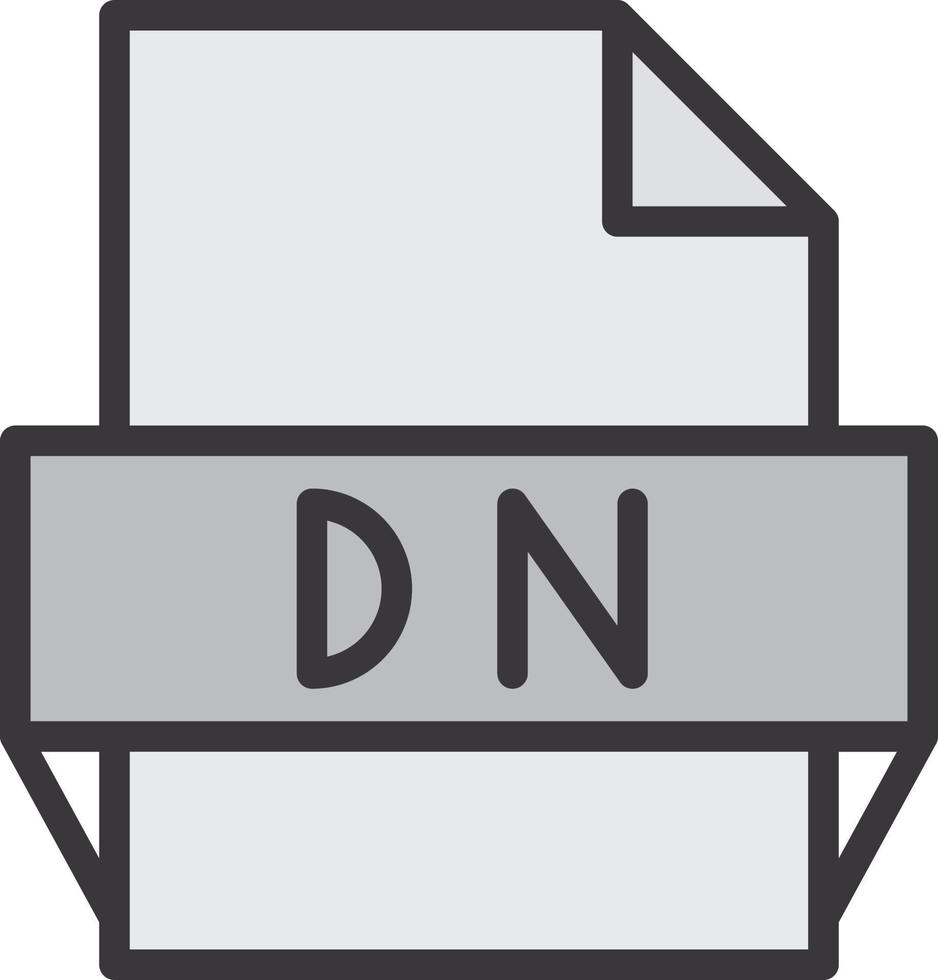 icono de formato de archivo dn vector