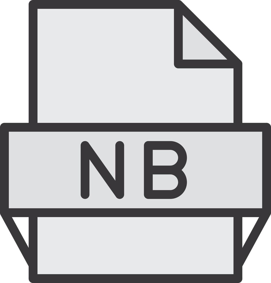 icono de formato de archivo nb vector