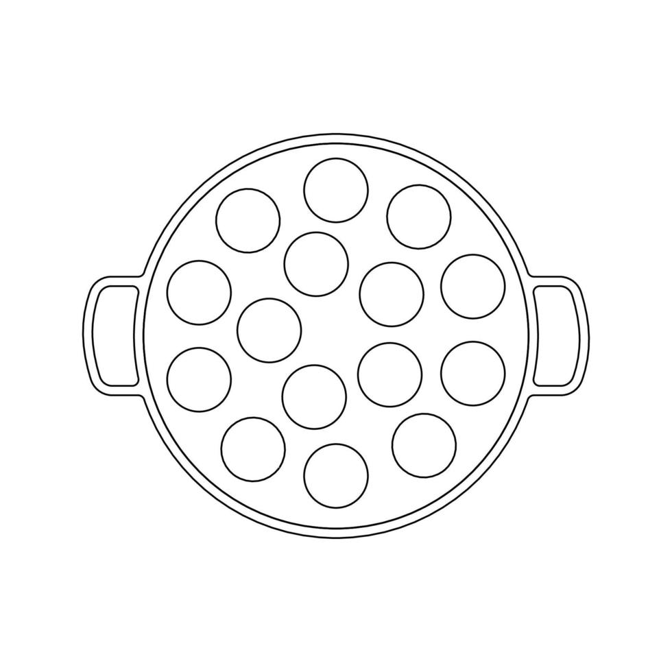Takoyaki Stove Outline Icon Illustration on Isolated White Background vector
