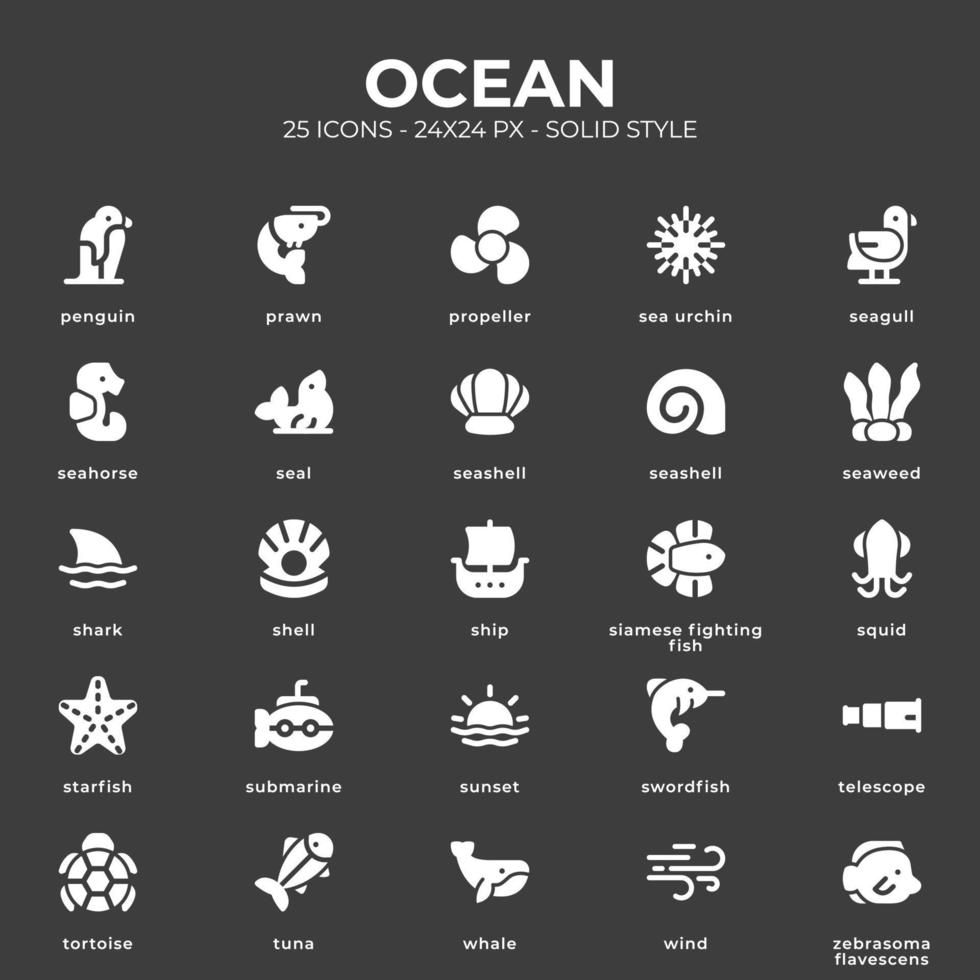 Ocean Icon Pack With White Color vector