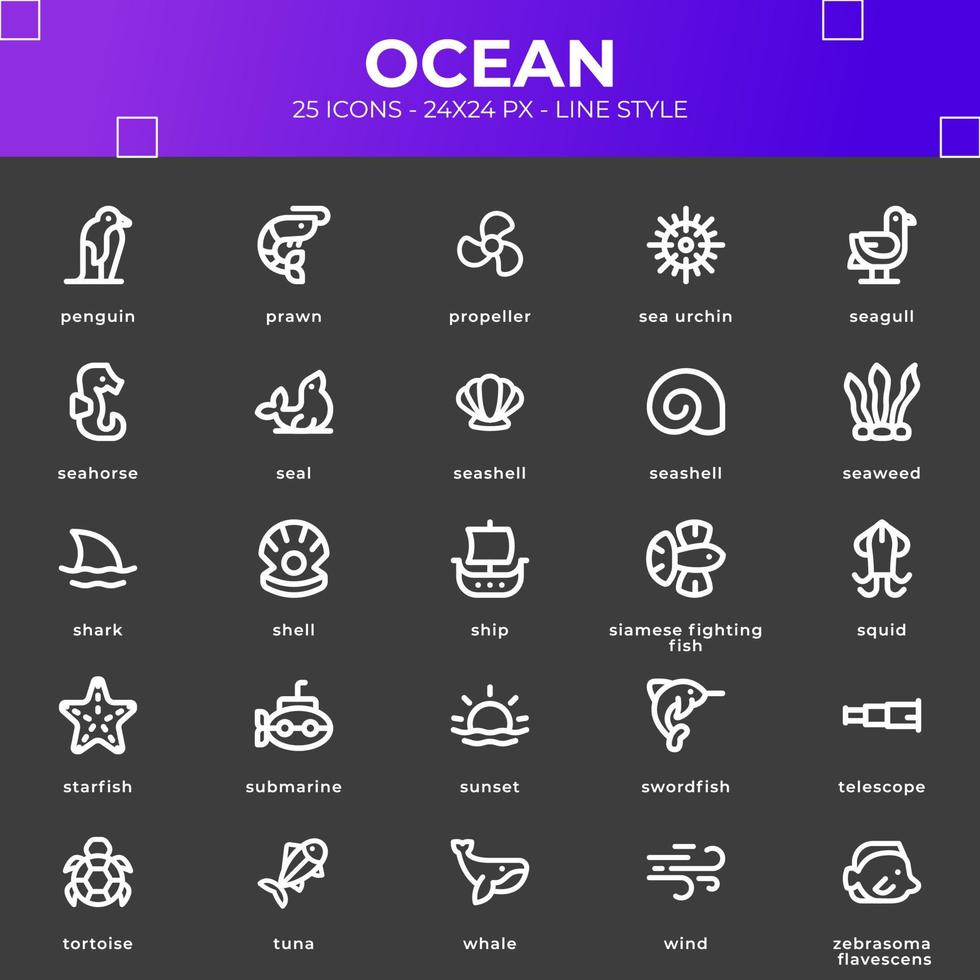Ocean Icon Pack With White Color vector