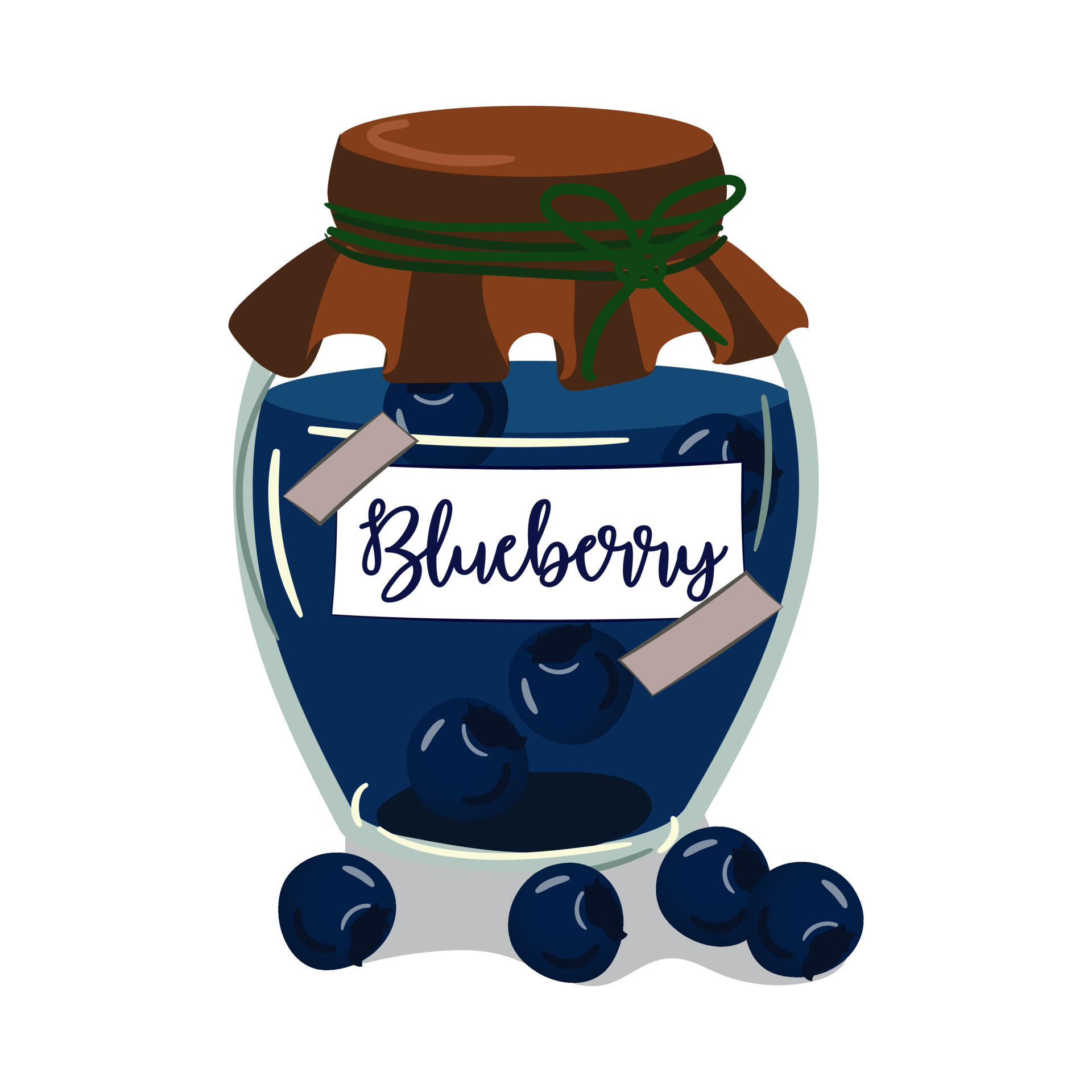 A jar of blueberry jam is a cute vector illustration. Vintage glass