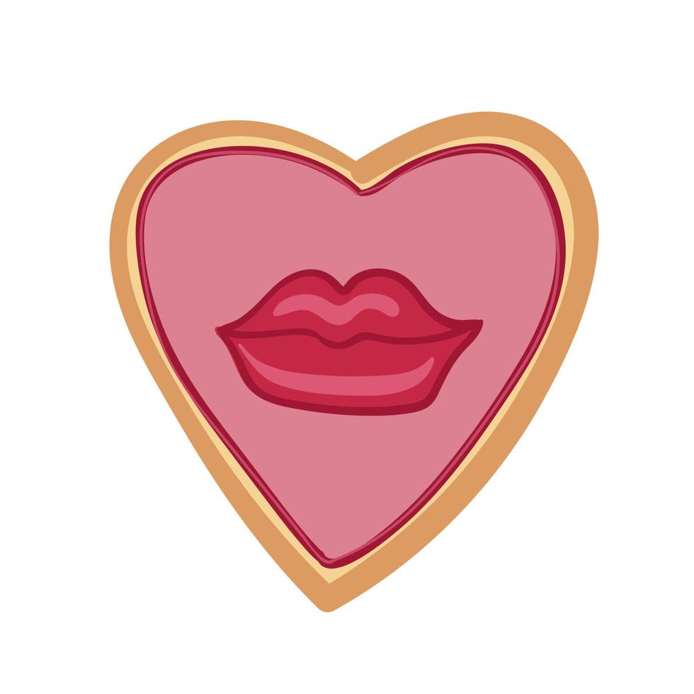 Cookies for Valentine s Day, Decorative objects for Mother s Day, Valentine s Day, Women s Day and valentines. Cartoon style, vector illustration.