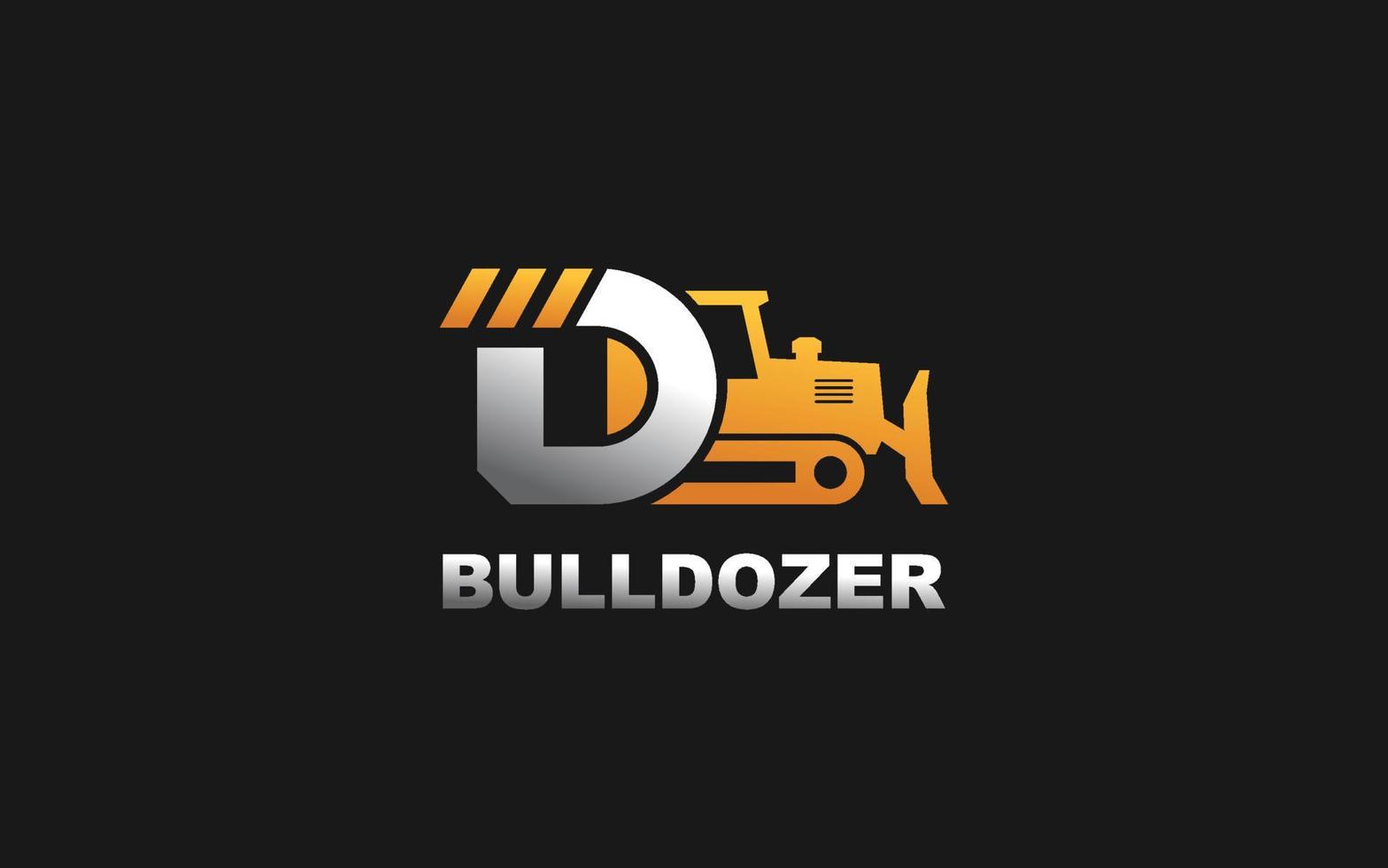 D logo DOZER for construction company. Heavy equipment template vector illustration for your brand.