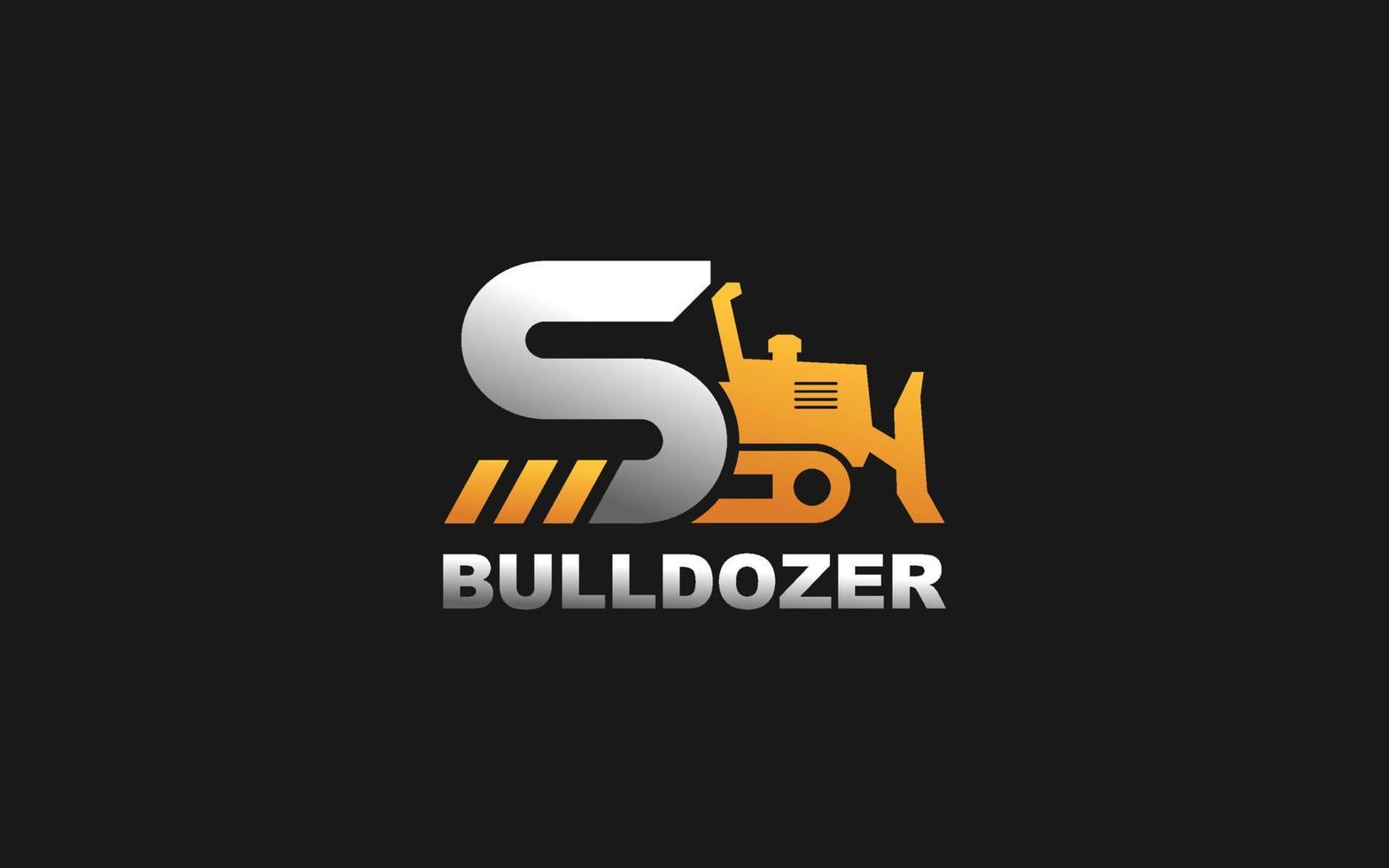 s logo bulldozer para empresa constructora. ilustración de vector de plantilla de equipo pesado para su marca.