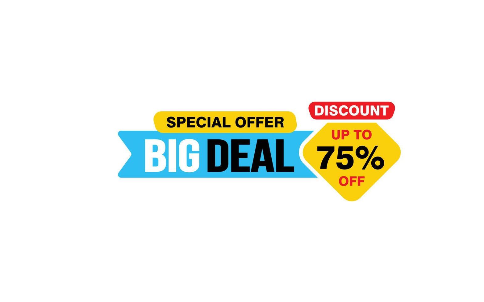 75 Percent discount offer, clearance, promotion banner layout with sticker style. vector