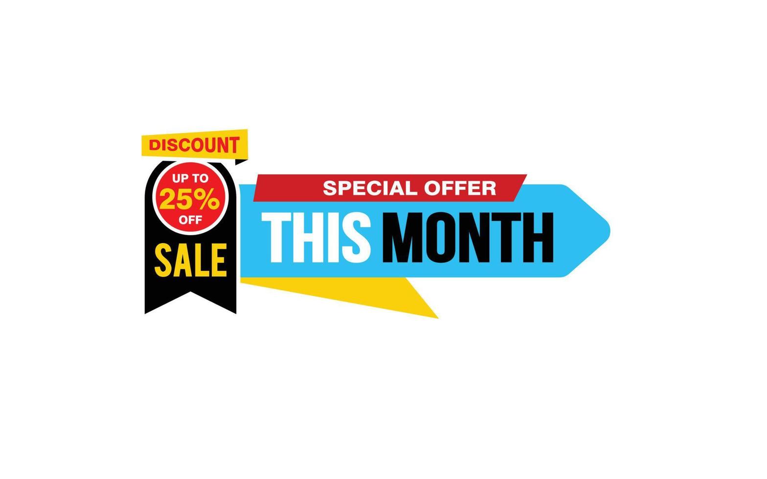 25 Percent THIS MONTH offer, clearance, promotion banner layout with sticker style. vector