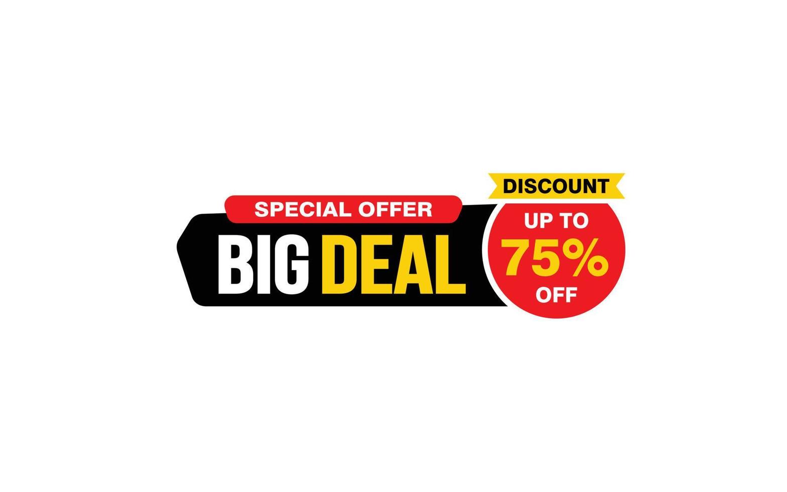 75 Percent discount offer, clearance, promotion banner layout with sticker style. vector