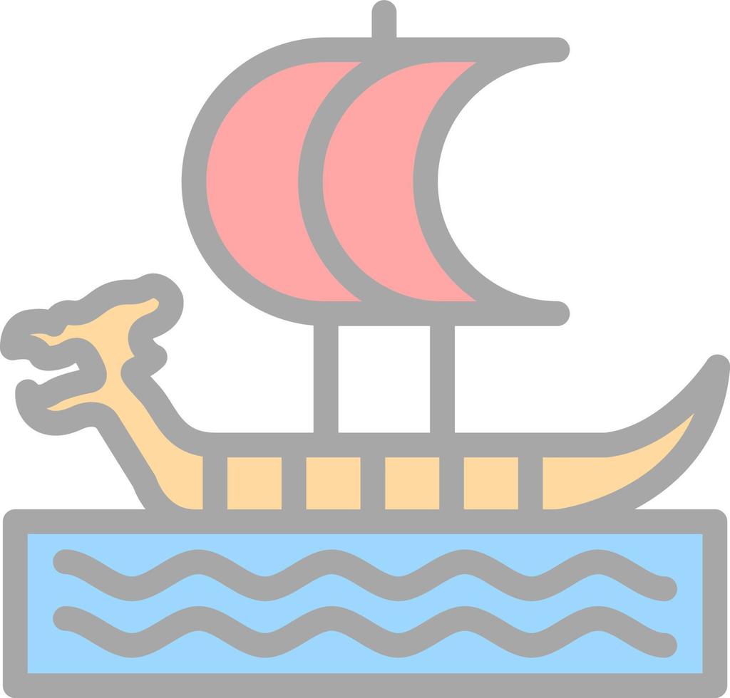 Viking Ship Vector Icon Design