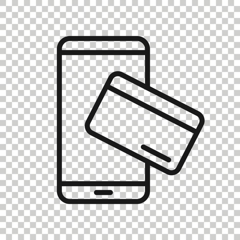 Smartphone paying icon in flat style. Nfc credit card vector illustration on white isolated background. Banking business concept.