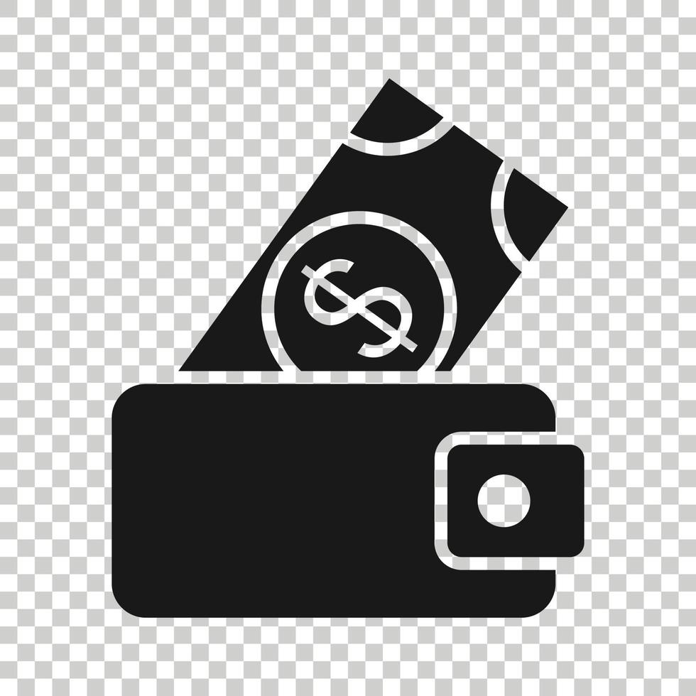 Wallet icon in flat style. Purse vector illustration on white isolated background. Finance bag business concept.