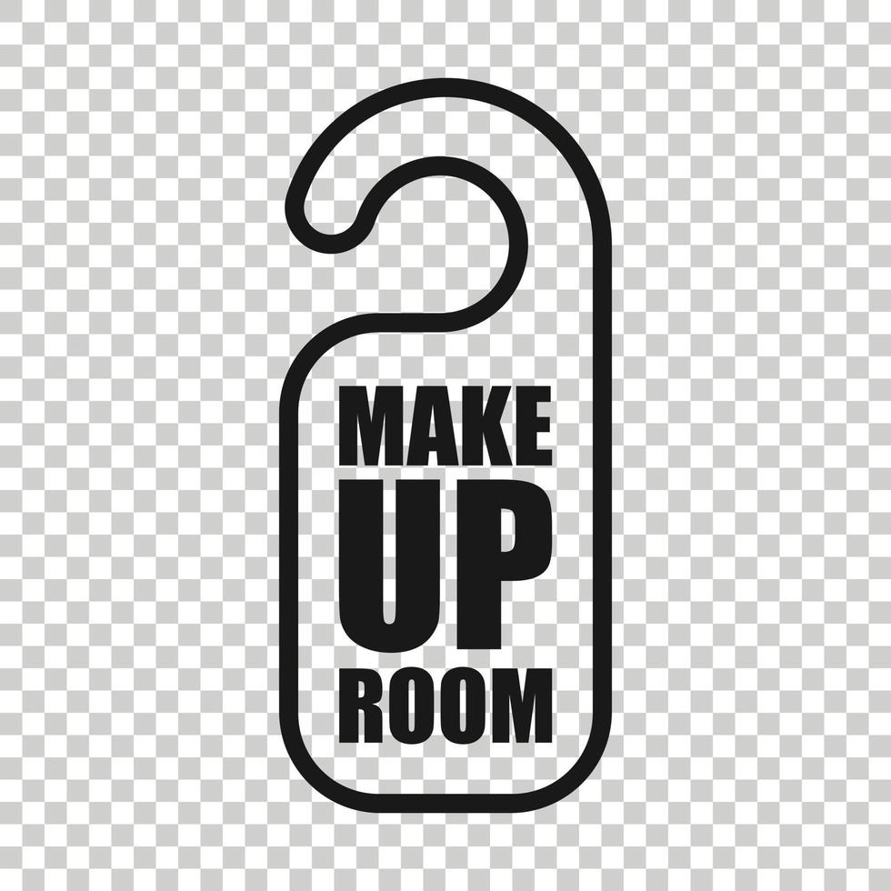Make up room hotel sign icon in flat style. Inn vector illustration on white isolated background. Hostel clean business concept.