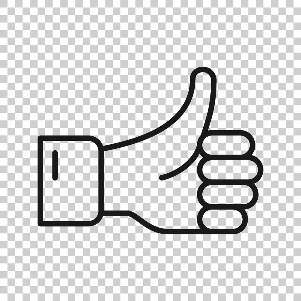 Thumb up icon in flat style. Like gesture vector illustration on white isolated background. Approval mark business concept.