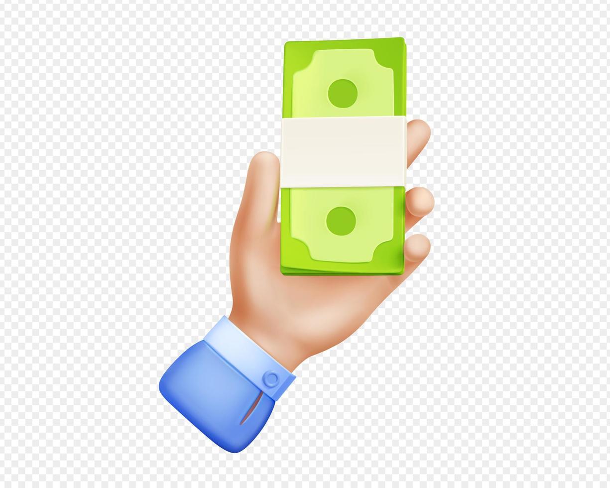 Businessman hand with money bundle png vector