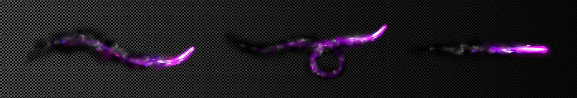 Purple magic light, smoke trace effect with stars vector