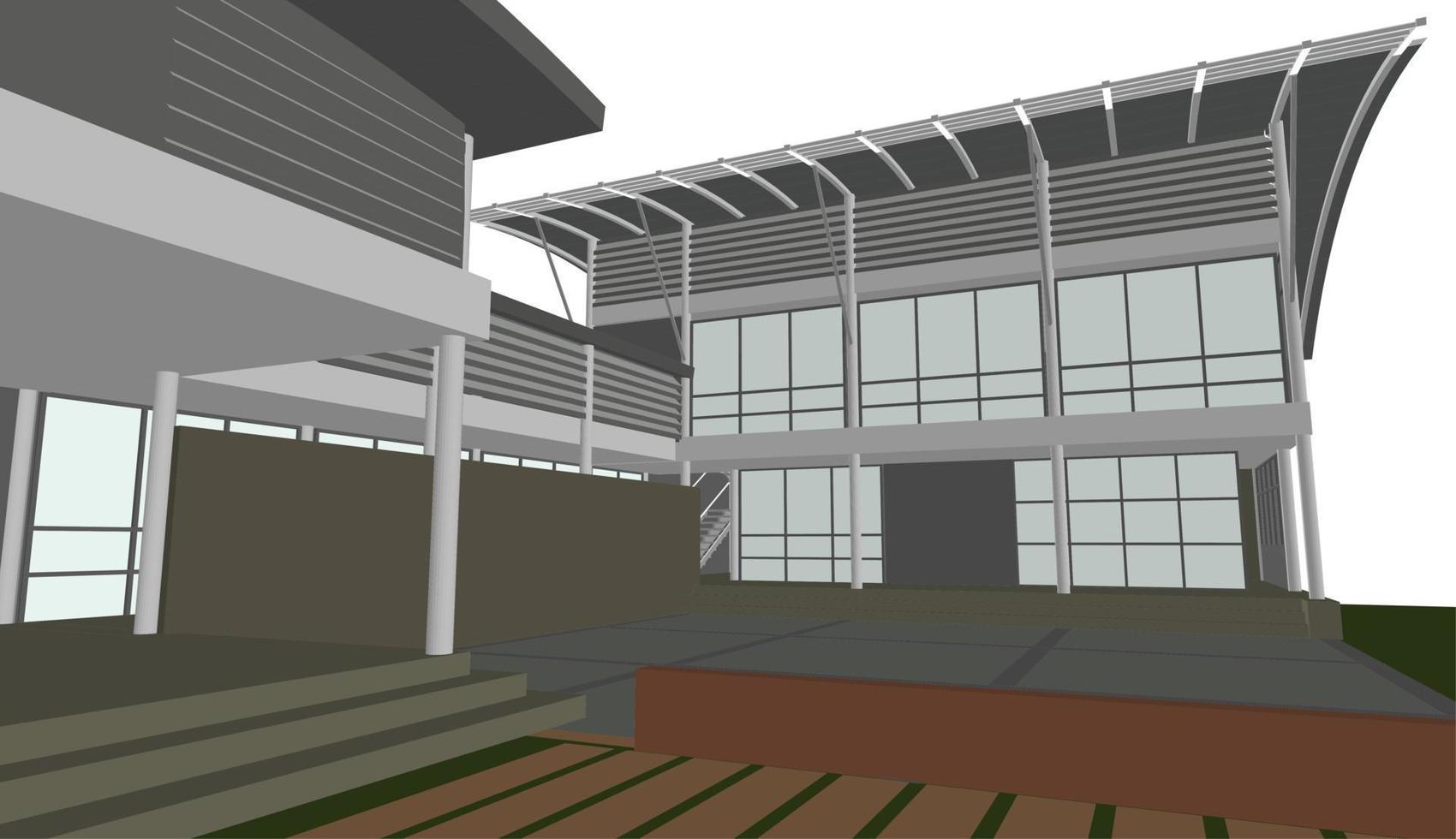 3D illustration of building project vector