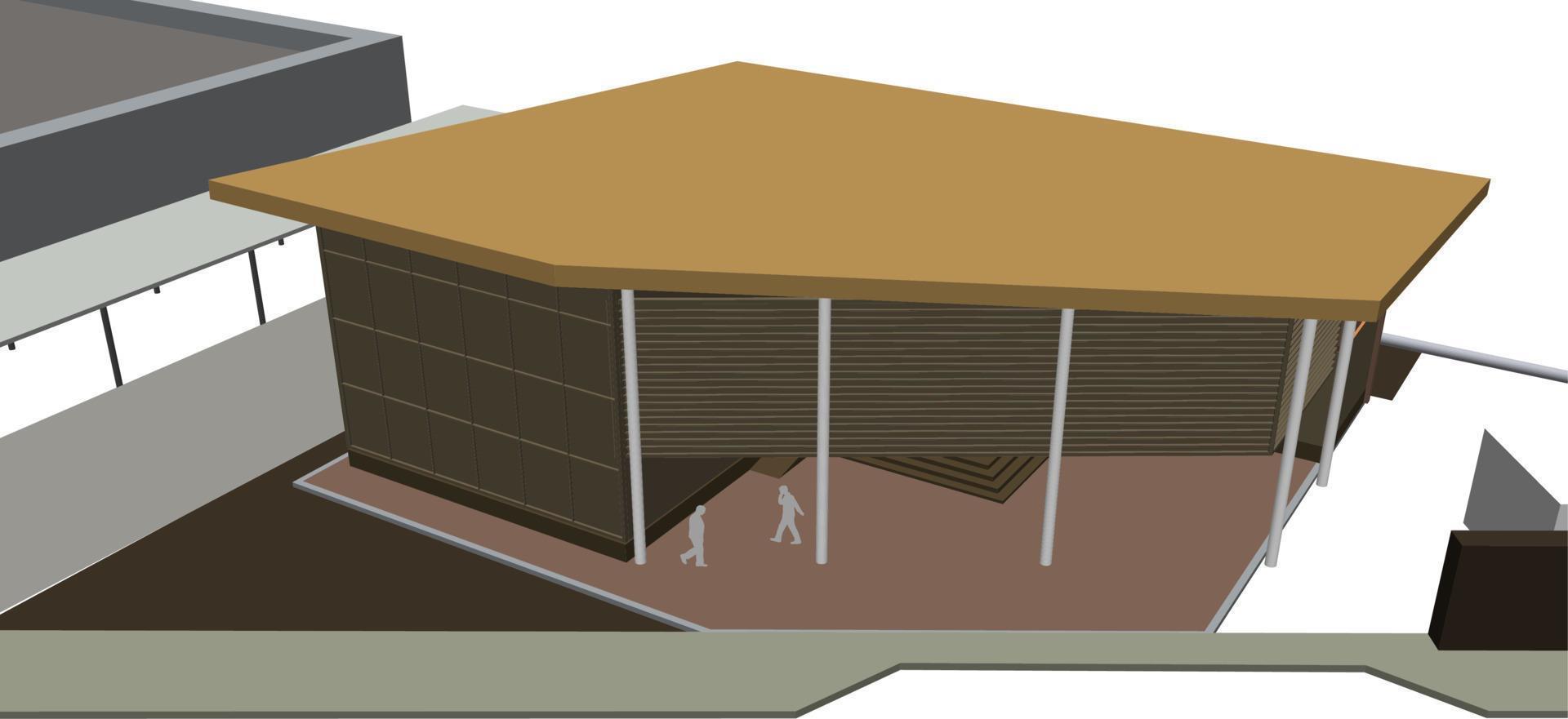 Ilustración 3D del proyecto de construcción vector