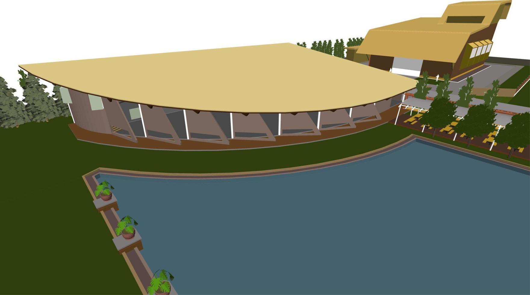 3D illustration of building project vector