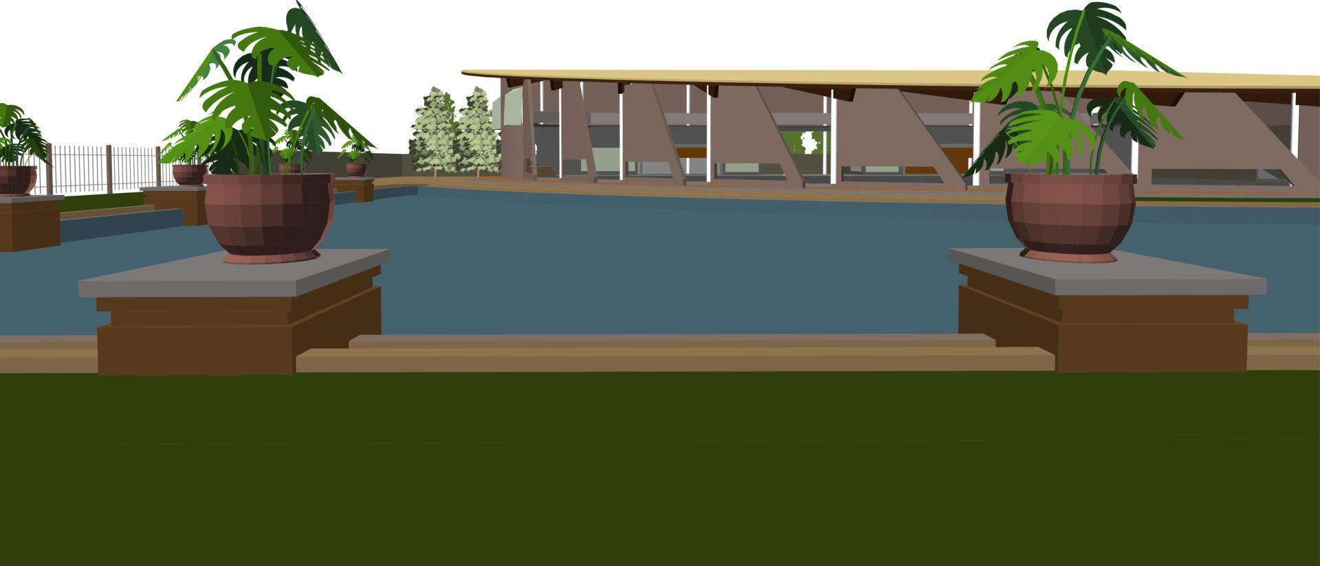 3D illustration of building project vector