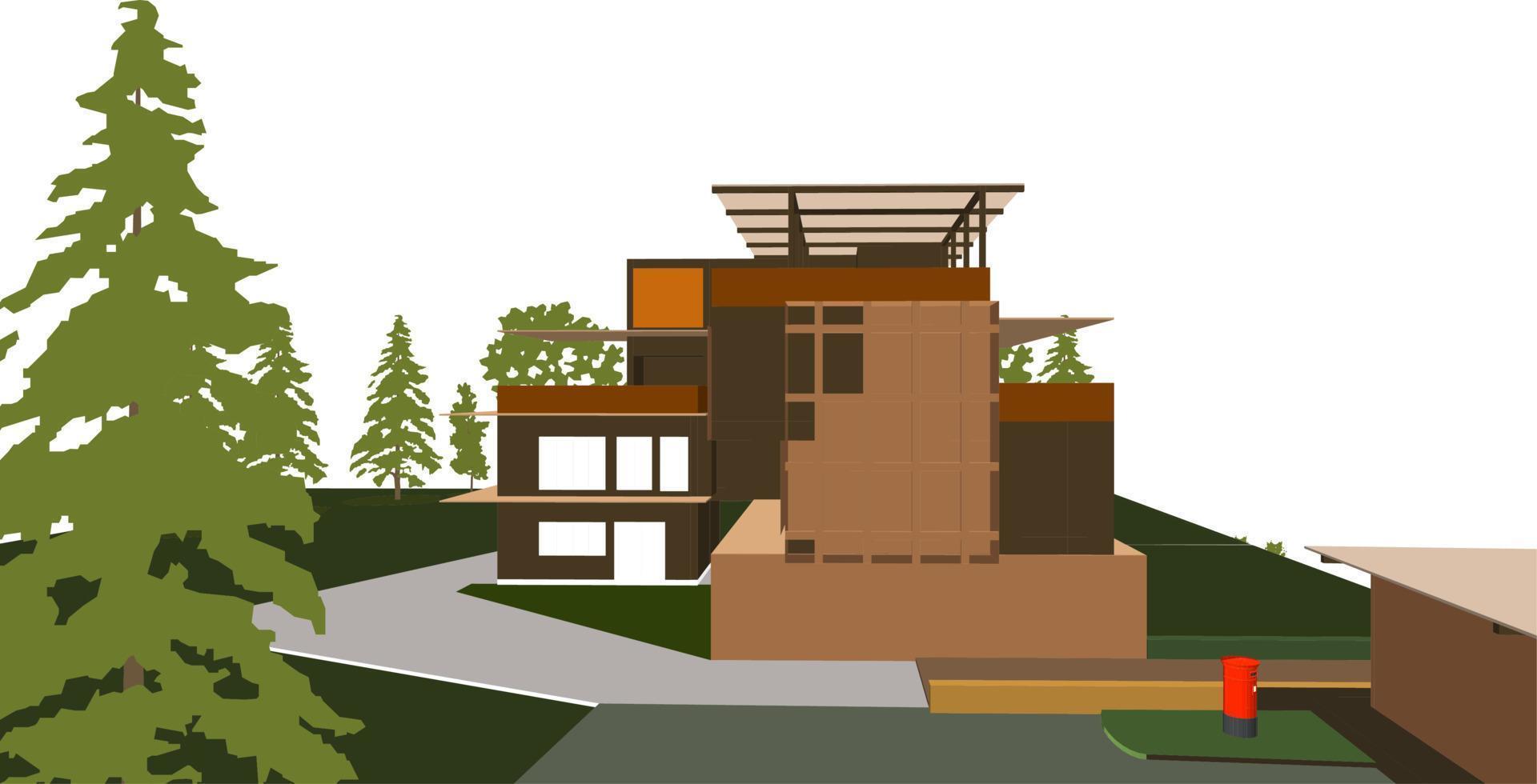 3D illustration of building project vector