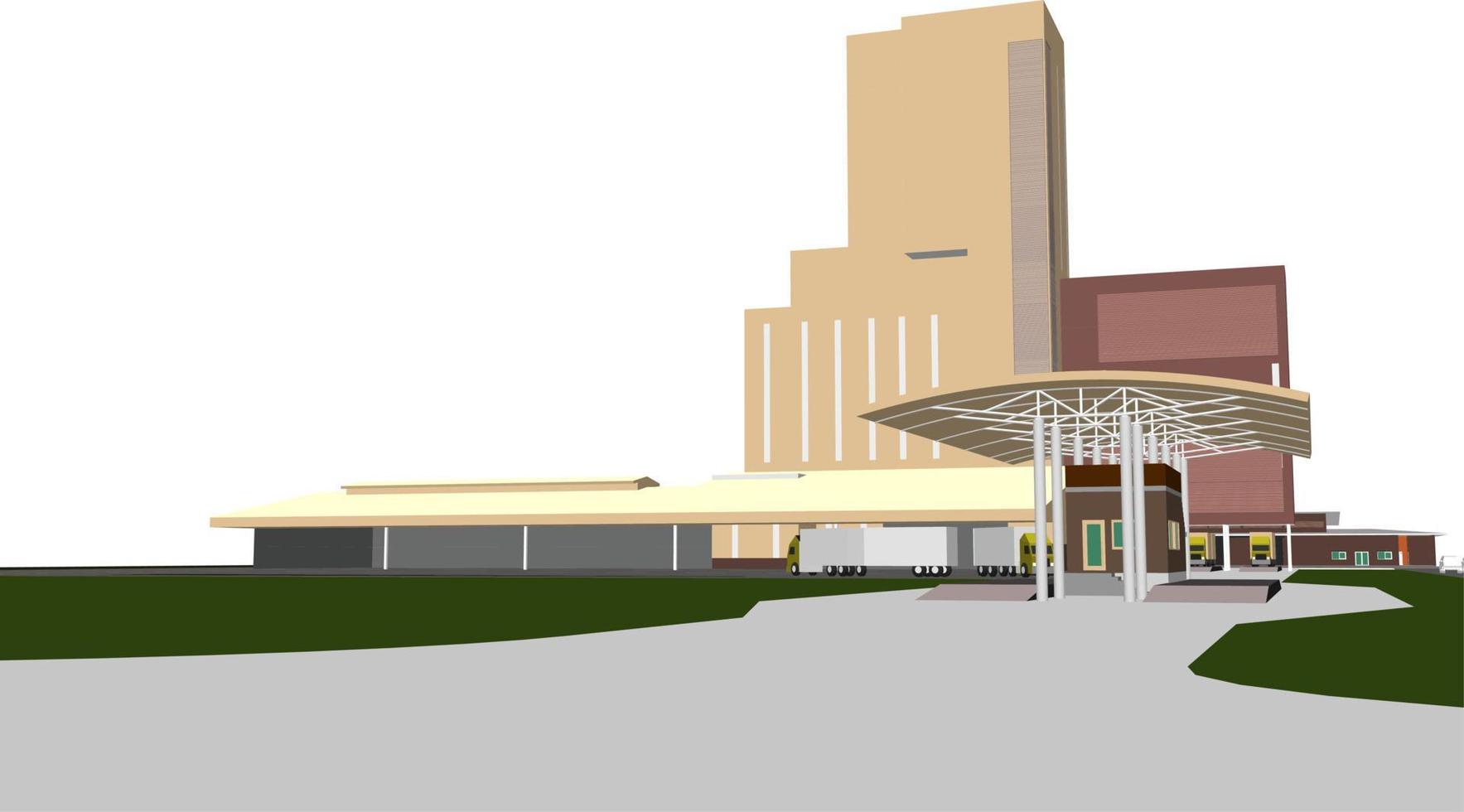 3D illustration of building project vector
