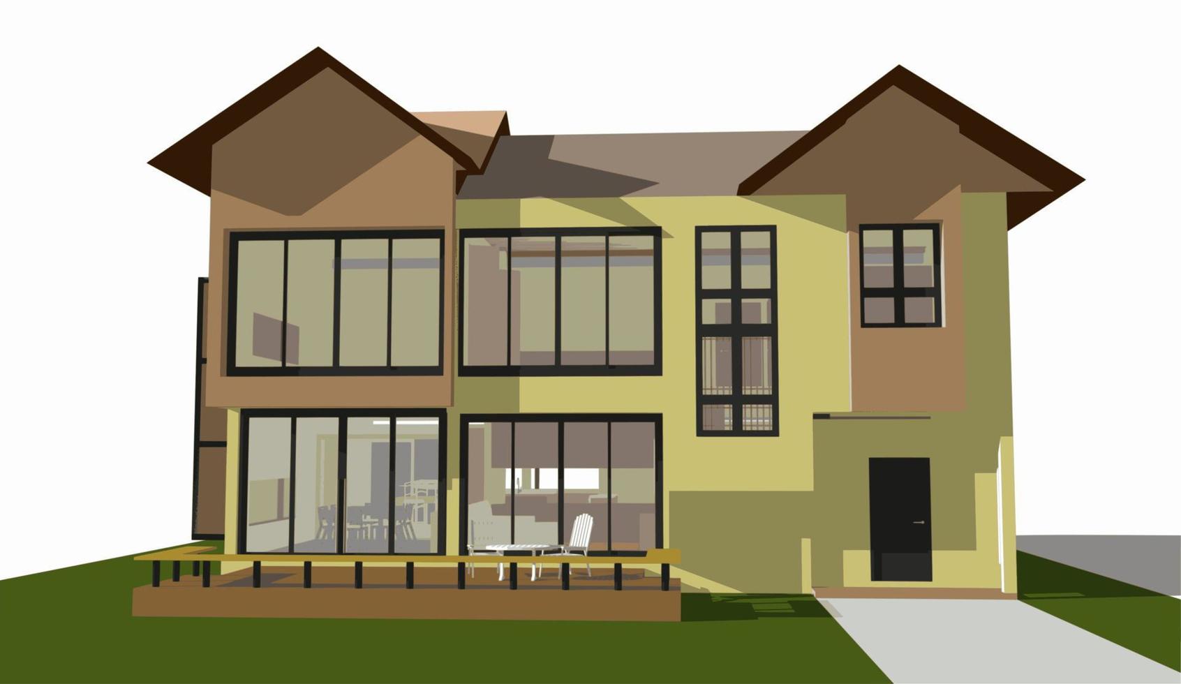 3D illustration of building project vector