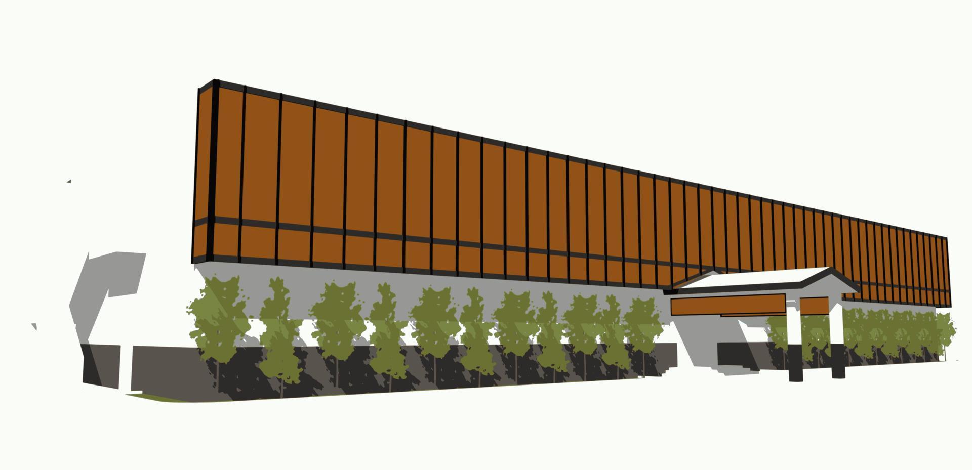 3D illustration of building project vector