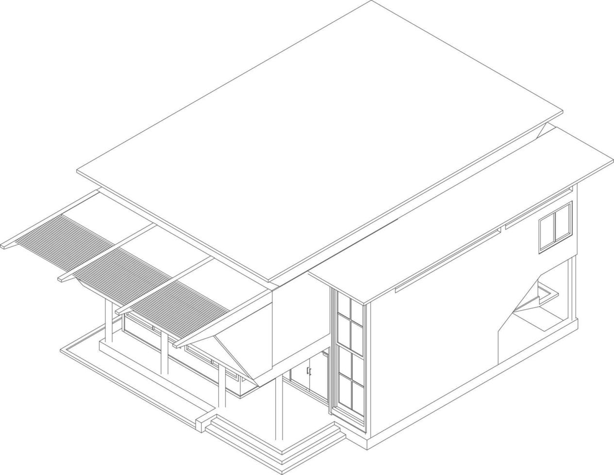 Ilustración 3D del proyecto de construcción vector