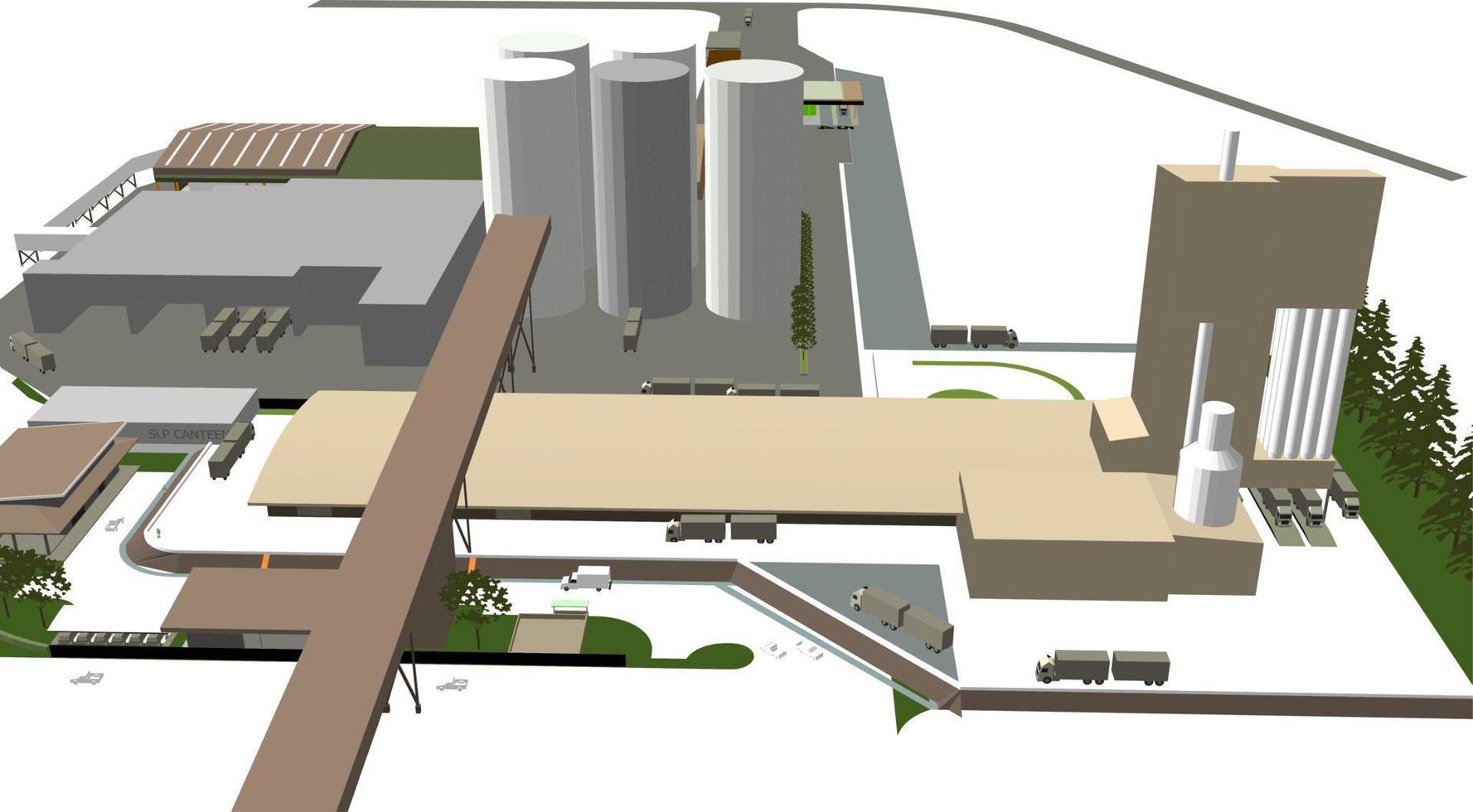 Ilustración 3D del proyecto de construcción vector