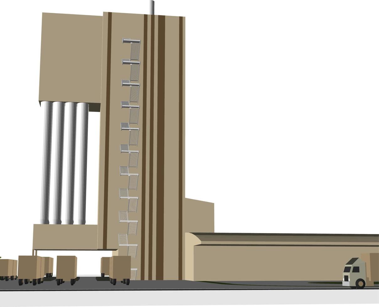 3D illustration of building project vector