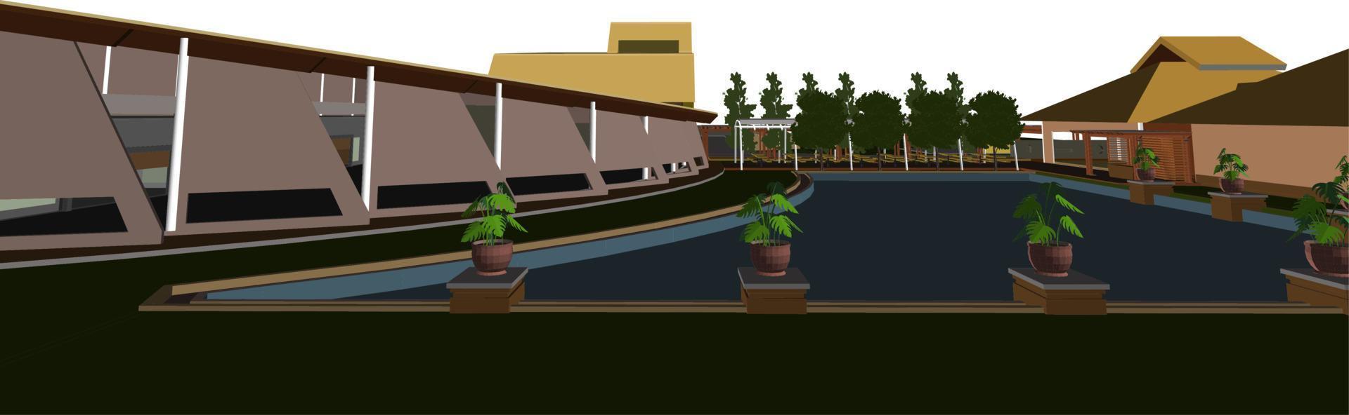 3D illustration of building project vector