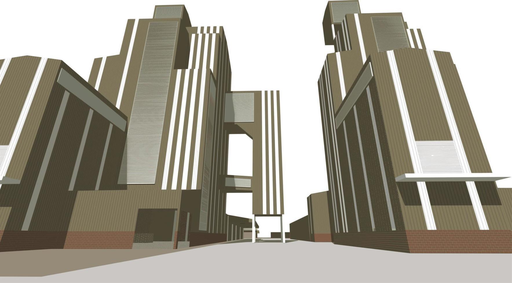 3D illustration of building project vector