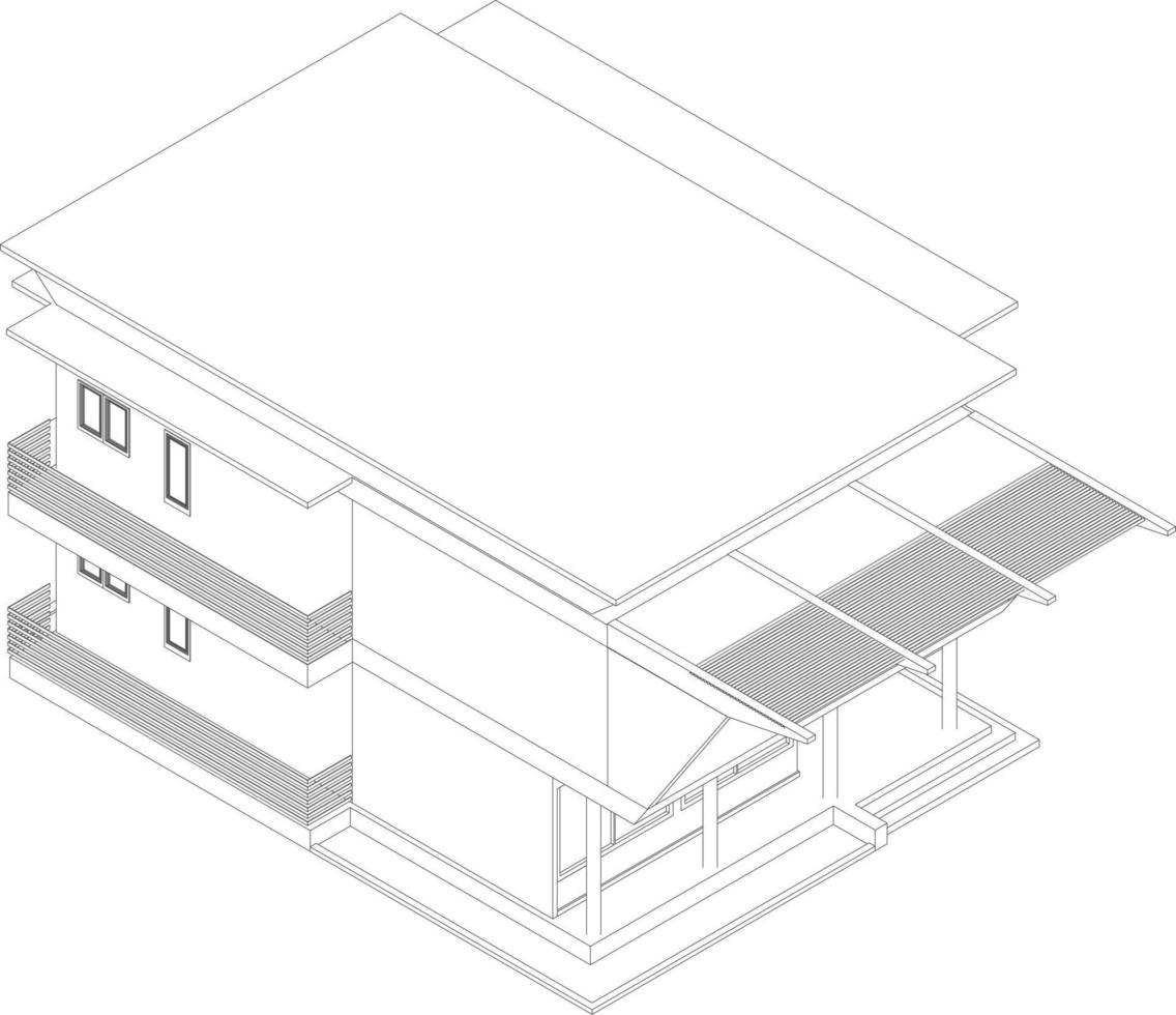 Ilustración 3D del proyecto de construcción vector