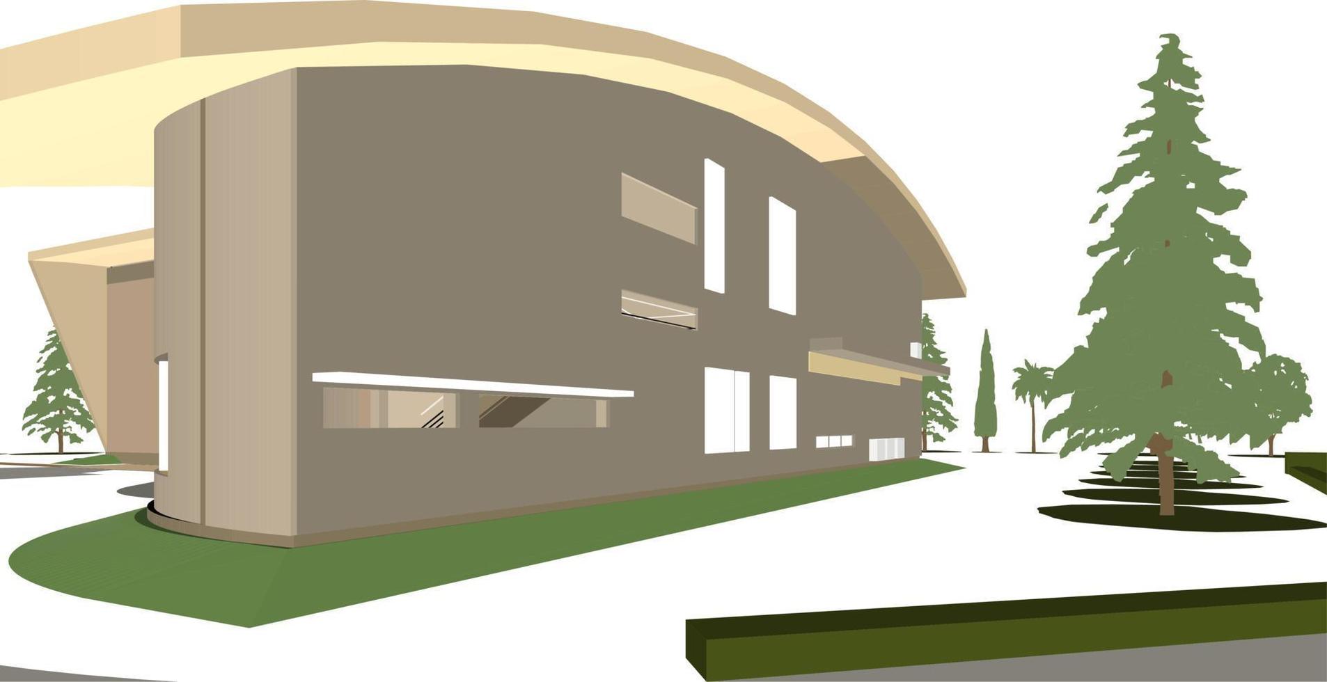 3D illustration of building project vector