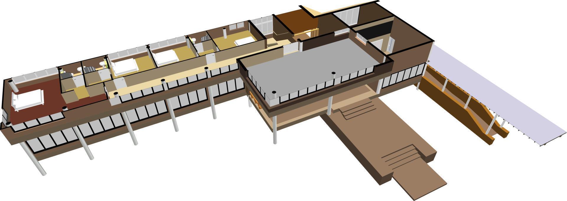 Ilustración 3D del proyecto de construcción vector