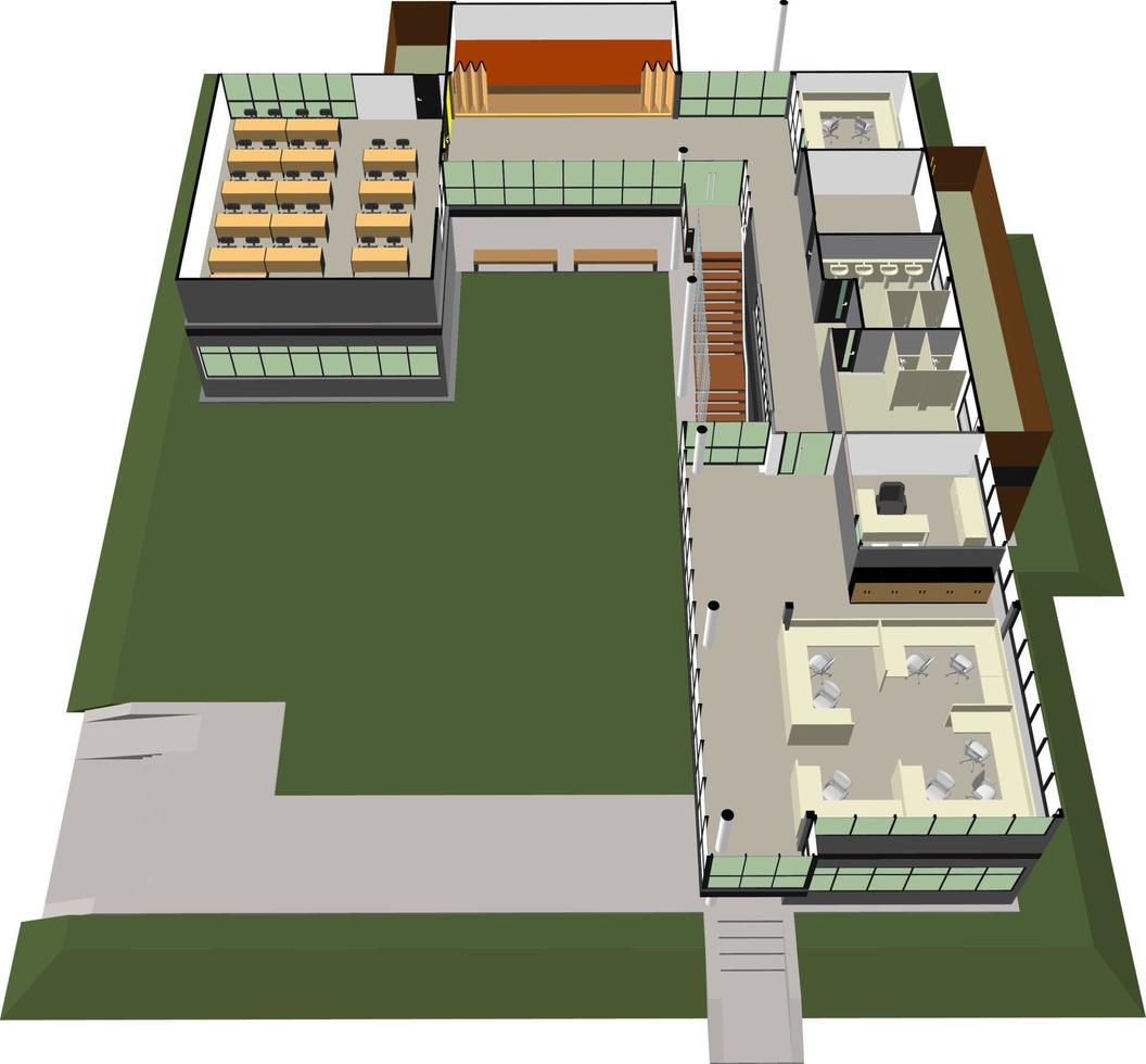 Ilustración 3D del proyecto de construcción vector