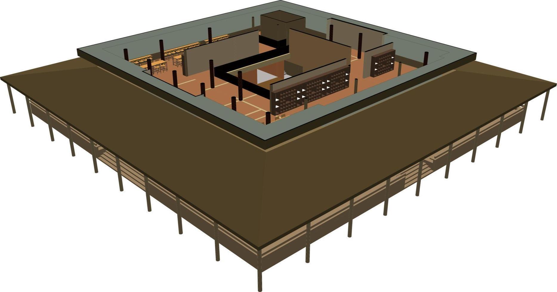 Ilustración 3D del proyecto de construcción vector