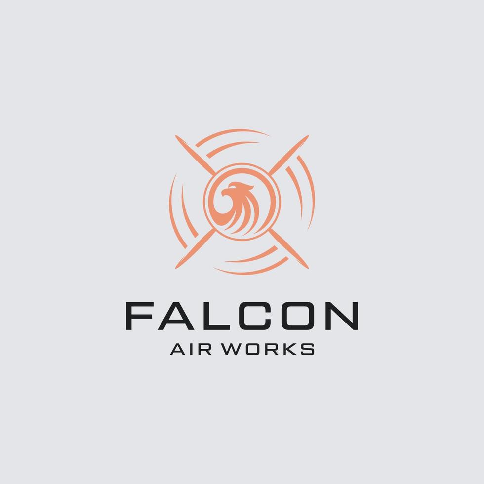 plantilla de logotipo de obras de aire de halcón vector