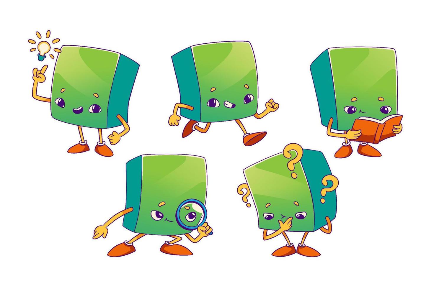 Rectangular parallelepiped cartoon character emoji vector